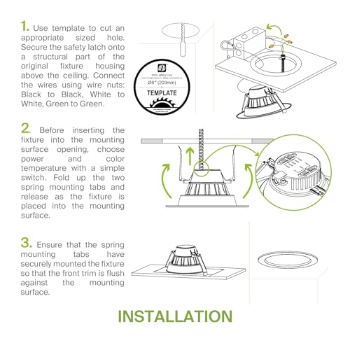 ASD 8 Inch Commercial Canless LED Downlight - color: White Round, size: 8 Inch