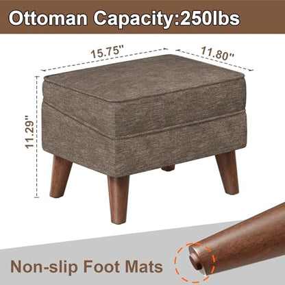 FAGAGA Small Footstool Ottoman with Adjustable Lid, Modern Storage Ottoman - color: Brown, size: 11.8"D x 15.8"W x 11.3"H
