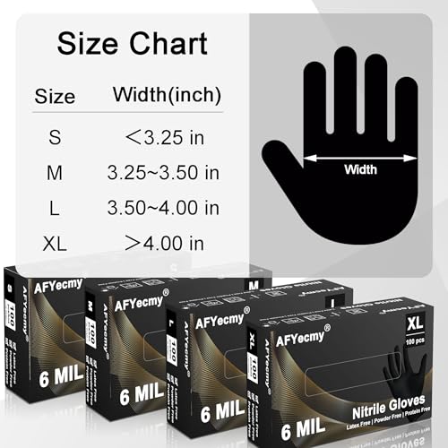 Disposable Nitrile Gloves, Chemical Resistant, Powder and Latex Free, Food Safe, Black Heavy Duty Gloves, 6 Mil, 100 Count, X-Large - size: X-Large, style: Black 6mil Box of 100