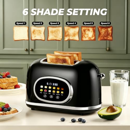 Roter Mond Toaster 2 Slice Touchscreen Stainless Steel, Retro Black - color: Black