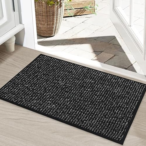 BEQHAUSE Dirt Trapper Door Mat 20" x 32", Non-Slip Washable Doormats, Black - color: Black, size: 20" X 32" (Rectangular)
