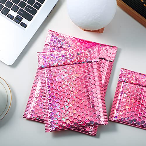 Outus 50 Pcs Bubble Mailers 3 Sizes, Bubble Shipping Envelopes, Rose Red - color: Glitter Rose Red