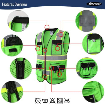 JKSafety Reflective Safety Vest for Men Cushioned Collar JK89M Green S - color: Mesh-green, size: Small
