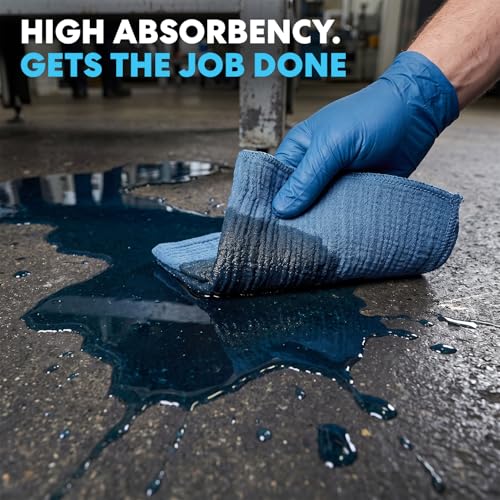 Simpli-Magic Cotton Shop Towels 14"x12" (150 Pack) – Reusable Cleaning Shop Rags for Automobiles, Industries, Garage and Homes (Blue) - size: 150-Pack