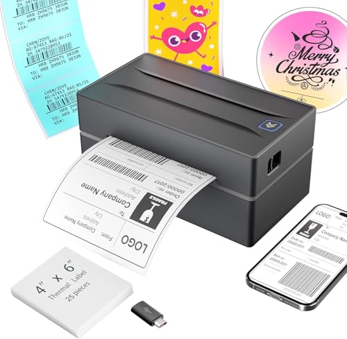 Thermal Shipping Label Printer 4x6 Bluetooth Label Maker for Small Business - color: 1 Black