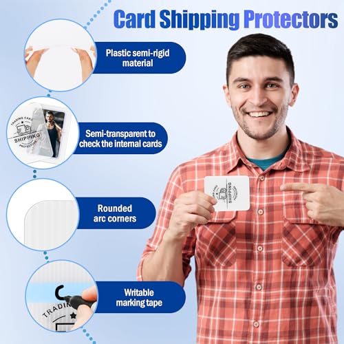 200 Pack Trading Card Shipping Protectors Savers Supplies with Tape Roll