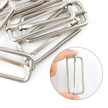 pson 12PCS 2Inch Metal Tri-Glide Slide Buckles, Rectangle Adjustable Webbing Slider for Purse, Fasteners, Strap, Backpack, Gym Bag, Leather craft Bag(Silver) - color: Silver