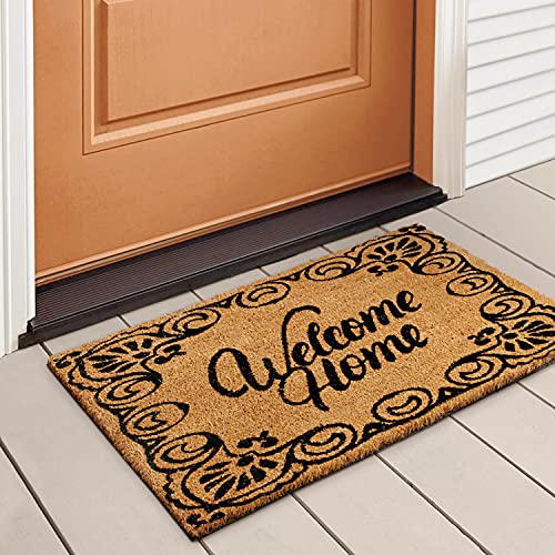 LuxUrux Welcome Mats Outdoor Coco Coir Doormat, with Heavy-Duty PVC Backing - Natural - Perfect Color/Sizing for Outdoor/Indoor uses. (17 x 30, Marzipan) - color: Marzipan, size: 17'' x 30''