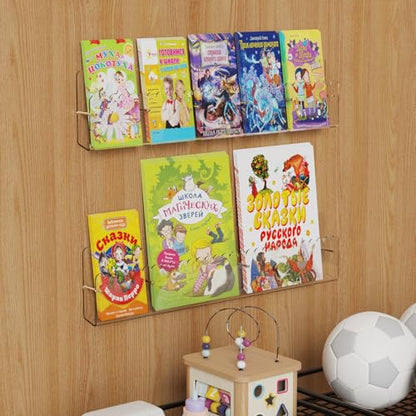 Brochure Holder Wall Mount, 2 Pack Acrylic Modular Flyer with Adjustable Magnetic Golden Bolt, Wavy Lace Pamphlet Display Stand for Organizer Trifold Flyer, Document, Leaflet, 5 Slots - color: 5 Slots