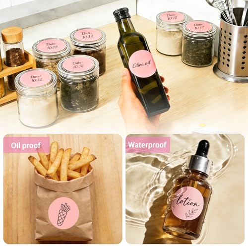500 Labels/Roll 2" Pink Round Thermal Labels, Waterproof Circle Blank Thermal Sticker Compatible with Direct Thermal Label Printers for DIY Logo Designs, Thank You, Small Business - color: Pastel Pink, size: 2 Inch