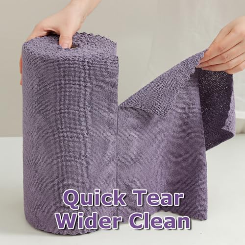 Jessy Home 80 Pack Microfiber Cleaning Cloth Roll Reusable Paper Towels 12"x12" Tear Away Cloth, Microfiber Towels for Cars, Wash Cloths, Lint Free Rags for House, Kitchen,Window,Cleaning Supplies - color: Dark Purple