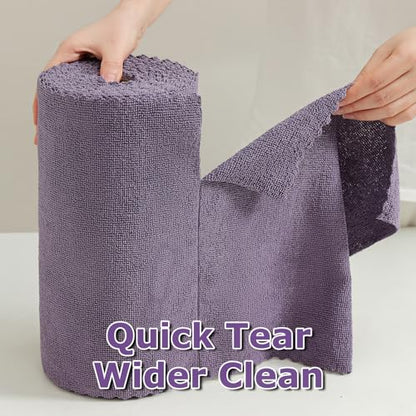 Jessy Home 80 Pack Microfiber Cleaning Cloth Roll Reusable Paper Towels 12"x12" Tear Away Cloth, Microfiber Towels for Cars, Wash Cloths, Lint Free Rags for House, Kitchen,Window,Cleaning Supplies - color: Dark Purple