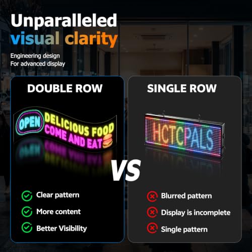 Rayhome Dual Row P8 Huge Programmable LED Sign, 48''x12'' Flexible Digital Scrolling Light Signs Custom Text Message Pattern LED Display for Store Restaurant Hotel. - size: 48''x12''