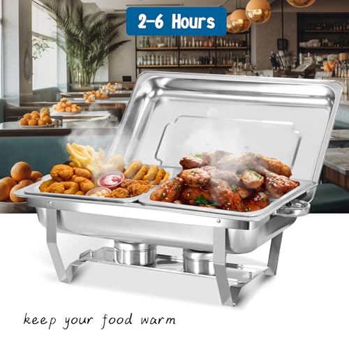 Chafing Dish for Buffet, 6 Pack 9QT Stainless Steel Chafing Servers - size: 6 Pack Silver