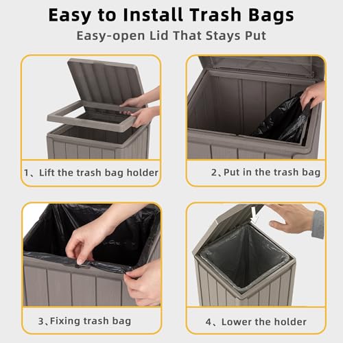 EFU 38 Gallon Outdoor Trash Can with Lid, Waterproof Garbage Can Bin - color: Grey, size: 38 Gallon