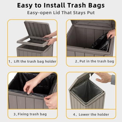 EFU 38 Gallon Outdoor Trash Can with Lid, Waterproof Garbage Can Bin - color: Grey, size: 38 Gallon