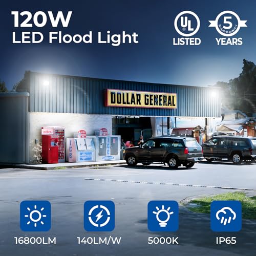 CINOTON 120W 16800LM LED Flood Lights Outdoor, 5000K, UL Listed,4 Pack - size: 4 Pack, style: 120W-5000K