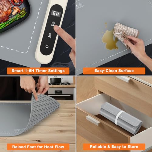 FYY Extra Large Warming Mat for Food, Rapid and Full Surface Heating Gray - color: Gray, size: XX Large Size: 36"x16"