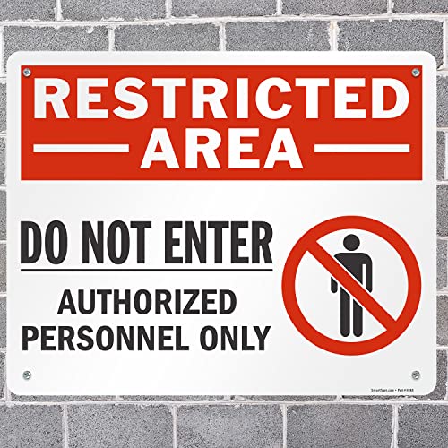 SmartSign 24 x 30 inch “Restricted Area - Do Not Enter, Authorized Personnel Only” Metal Sign with Symbol, 80 mil Laminated Rustproof Aluminum, Red, White and Black, Made in USA - style: 24" x 30" - Aluminum