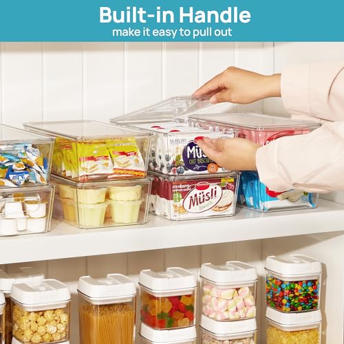 Vtopmart 4pcs Clear Stackable Storage Bins with Lids - size: With Lid