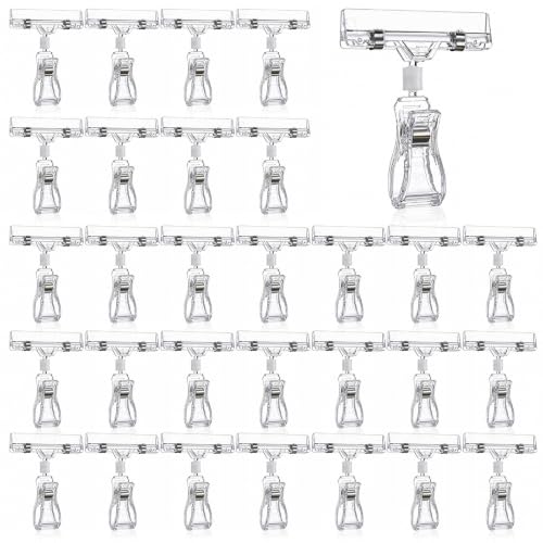 30 Pcs Clear Sign Clips for Merchandise Display Plastic Label Pop Clips