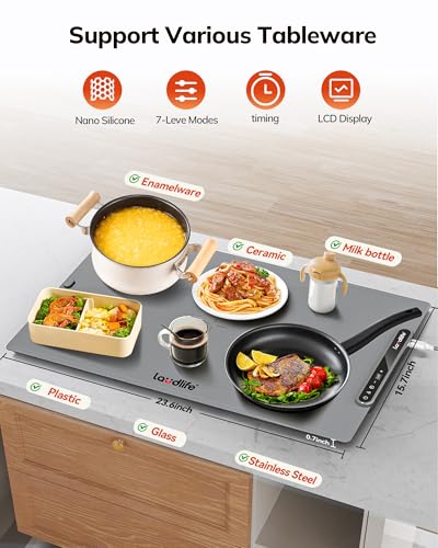 Electric Warming Mat 24x16, Foldable Food Warmer for Parties - color: Charcoal, size: 24x16 inch