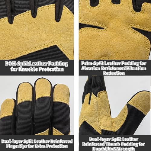 Work Gloves,Mechanic Glove Men&Women,Black+Yellow,Medium - color: Yellow+black, size: Medium