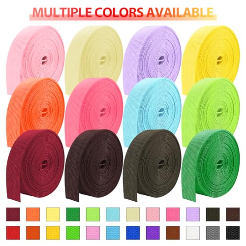 Polypropylene Webbing 1 Inch 1.5 inch 2 inch Nylon Webbing Straps, 5 10 25 50 100 Yards Webbing Strapping - color: Fluorescent Pink, size: 1 Inch x 25 Yards