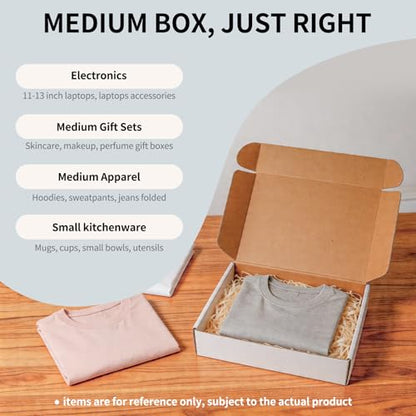 Fishat 12" x 9" x 3" White Corrugated Cardboard Shipping Boxes Set of 25 - size: 12" x 9" x 3"