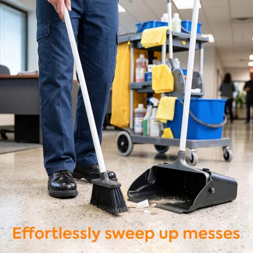 Coastwide Professional Heavy Duty Upright Dustpan, 36.4", Black