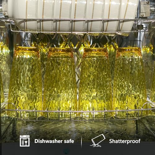26-Ounce Plastic Tumblers (Set of 6), Reusable Plastic Mugs, BPA-Free Acrylic to Drink Mugs, Shatter Resistant, Textured Interior, Dishwasher Safe (Yellow, 26 Ounce) - color: Yellow, size: 26 Ounce