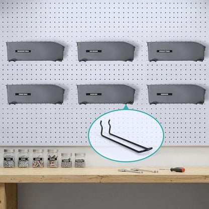 Pegboard Dual-arm Hooks - 16pcs Heavy Duty Tool Hanging Holders (Black, 4") - color: Black, size: 4 Inch