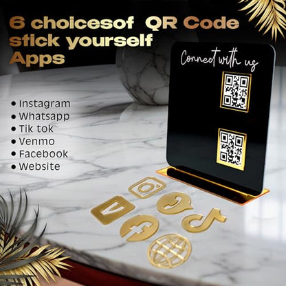 Skywin QR Code Sign for Business, Cash App QR Code Sign Stand - Black - color: Black