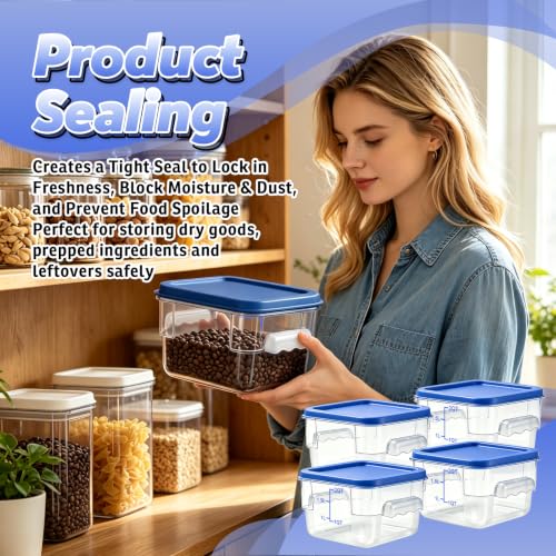 4 Pack 2QT Commercial Clear Food Storage Containers with Lid, NSF - color: Blue, size: 2Qt-4 Pack
