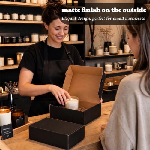 Dicunoy 30 Pack CardBoard Boxes, 9 x 6 x 3 Inches Small Shipping Boxes, Black Corrugated Cardboard Box for Mailing Packing Literature Mailer, Packaging Boxes for Gift, Small Business