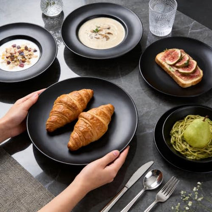 Gogailen Restaurant Value, Stoneware Coupe Shape Plate 11 inch, Matte Black, Case of 12 - color: Matte Black, size: Plate 11"