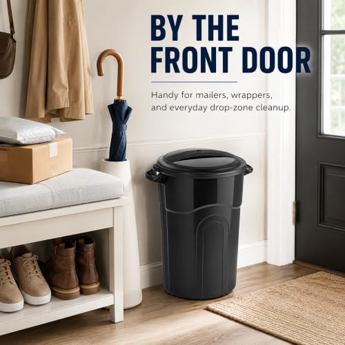 20 Gallon Commercial Garbage Can, Heavy Duty Plastic Trash Bin with Lid - size: 20 Gallon Round