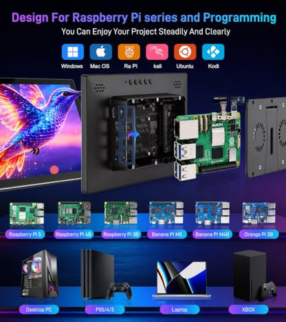 10.1 Inch Touchscreen for Raspberry Pi,5-Point,1920*1200 (inky black) - color: inky black