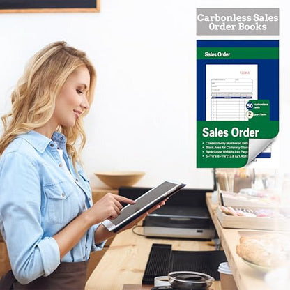6 Pack Large Sales Order Books, 2-Part Carbonless, 5-7/16 x 8-7/16 Inches - color: 6 Books-large -2 Part