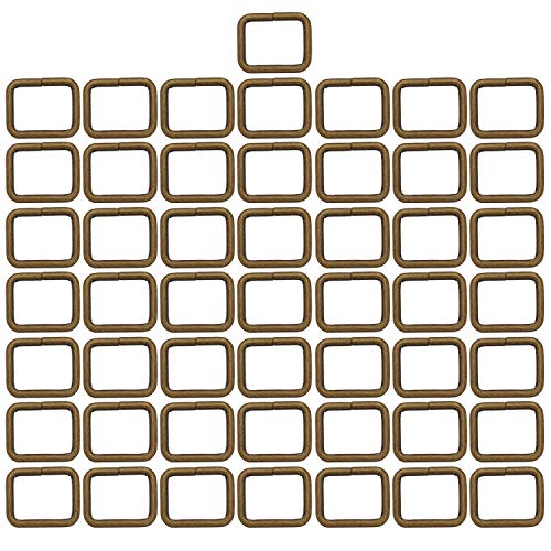 BIKICOCO Metal Rectangle Ring Buckles Square Strap Webbing Belt Rings for Bag Purse Non Welded 3/4 x 5/8 Inch - color: Bronze X 50 Pcs