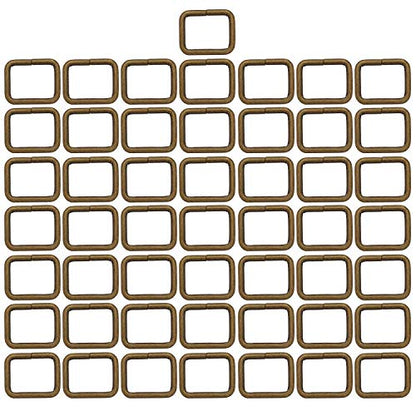 BIKICOCO Metal Rectangle Ring Buckles Square Strap Webbing Belt Rings for Bag Purse Non Welded 3/4 x 5/8 Inch - color: Bronze X 50 Pcs