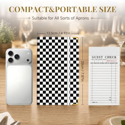 Server Book,7 Pocket Zipper Organizer,Server Books for Waitress - color: Checkered
