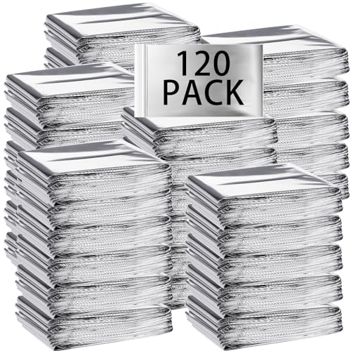 Macarrie 120 Pack Emergency Blankets, Thermal Space for Survival