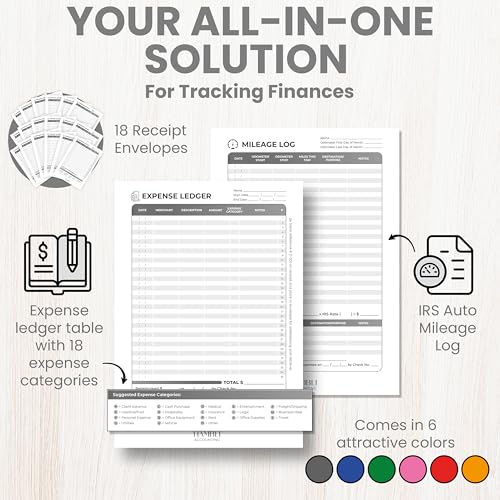 Extra Large Receipt Envelope & Receipts Organizer (Pack of 18) - Efficiently Manage Business Expenses & Log Mileage Trips - 8.5” x 11.0” Inches, Gray Color- Business Ledger for Small Business - color: Gray