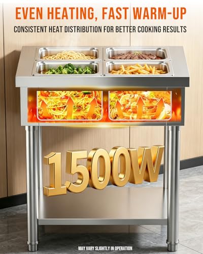 Commercial Food Warmer, 1500W Electric Steam Table