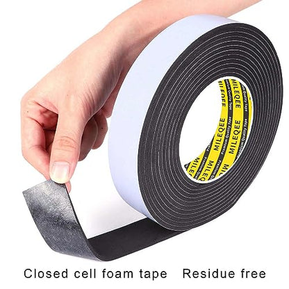 Single-Sided Adhesive Foam Tape EVA Black,3.15inx 16.4FT - color: Black, size: 3.15 Inch x 16.4 FT