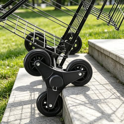 Kiffler Stair Climber Grocery Shopping Cart with Waterproof Line - color: Black+bag