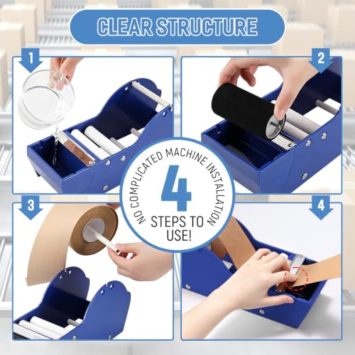 Water-Activated Tape Dispenser, Manual Kraft Gum Tape Dispenser, Blue - color: Blue