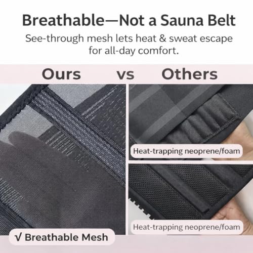 Ultra Breathable & Thin Back Brace for Lower Back Pain, Wear Under Clothes - size: L/XL(Waist: 42.5"-53")