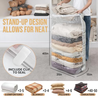 TAILI 6 Pack Vacuum Storage Bags, Jumbo Cube (31x40x15 Inch), Cream - color: Cream, size: 6 Jumbo